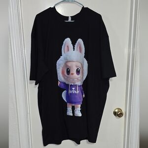 Plus Size Labubu  Black Graphic T-Shirt Print Front And Back